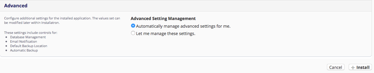 Advanced settings screenshot